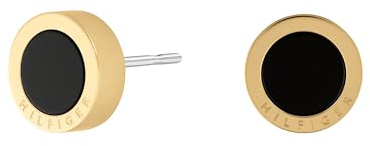 Tommy Hilfiger Jewelry Orecchini a Perno da Donna in Oro Giallo con Onice Nera - 2780662