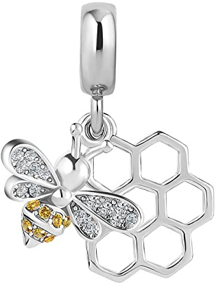 FGT Breloque en forme d'abeille pour bracelets et colliers compatible avec bracelets à breloques Pandora,Cadeau pour femmes, filles, amantes, meilleures amies, famille, Zircone cubique, Pas de gemme