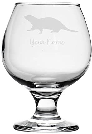 Personalised Otter Engraved Brandy Snifter Glass, Animal Gift for Women, Gift for Men