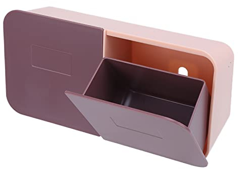 Soporte Qtip, Recipiente de Almacenamiento para Tocador de Baño Montado en la Pared para Bolas de Algodón,Bastoncillos de Cuerda,Caja de Contenedor con 2Compartimentos, Organizador (Púrpura rosado)