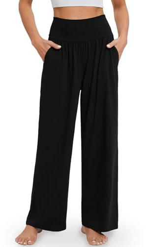 Gracyoga Wide Leg Yoga Pants for Women Casual Loose Cozy Sweatpants High Waisted Lounge Pajama Flowy Pants With Pockets