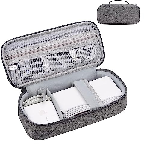 Borsa Accessori Elettronici, Organizer Cavi, Borsa Organizer per Cavi Elettrici, Organizzatore Multifunzione per Fotocamera Disco Caricatore, Elettronica Viaggio Custodia Organizzatore(Grigio scuro)