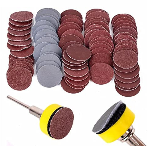 25mm Sanding Paper Abrasive Tools Flocking Polishing Cleaner Sanding Disc with 1/8inch Shank Loop Backer Plate Sanding Pad,A