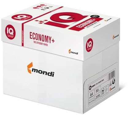 Mondi IQ Economy+ A4-Papier, 80 g/m², Druck- und Kopierpapier, eine Box mit 5 Ries