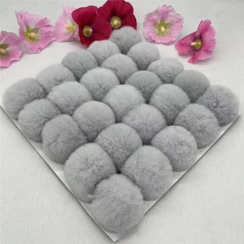 15 Stück 6cm Kunstfell Pompon Fellbommel Bommel Pelz Flauschigen Pompon Ball DIY Fell Pom Poms für Damen Mädchen Mützen Beanies Tasche Weihnachtsdekoration Schlüsselanhänger Dekoration -hellgrau