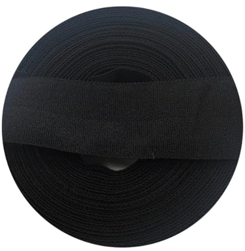 LIMIKPH 10 Meter Gefalzt Elastic Gummiband Faltband -viele Farben erhältlich, 20mm Breite Faltgummi (Schwarz)