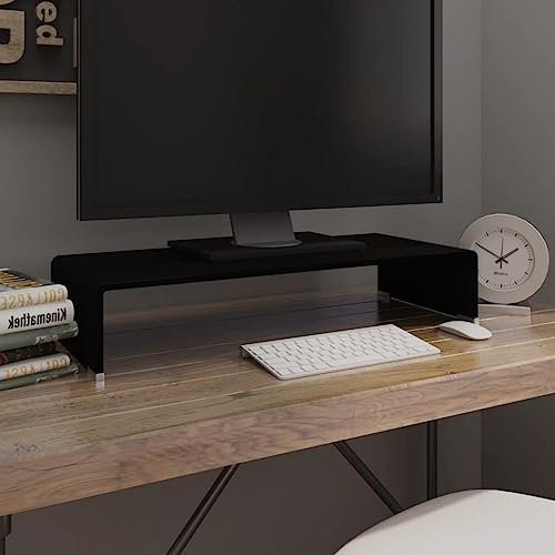 CKioict TV möbel DVD Schrank Wohnzimmer Möbel TV-Tisch/Bildschirmerhöhung Glas Schwarz 70x30x13 cmFür Wohnzimmer und Esszimmer