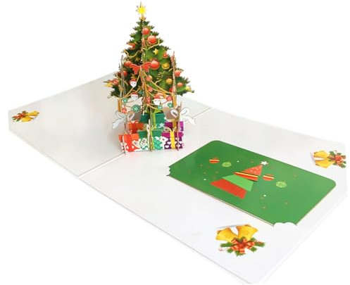 LALAFINA Pop-up Weihnachtskarten Grußkarten aus Papier Feiertagskarten für Familien Freunde Geschenkkarten mit Effekt für Weihnachten und Neujahr