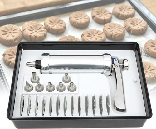 CHSUFBTY Kit De Prensa For Galletas, Juegos De Pistola For Hacer Galletas con 13 Moldes For Prensar Galletas Y 8 Boquillas For Manga Pastelera, Juegos De Decoración De Pasteles