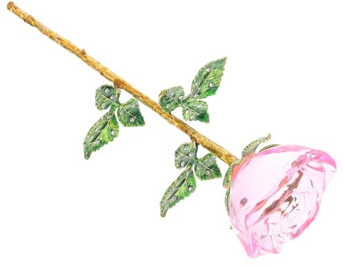 VINTORKY Dekorativer Rosenstrauß aus Glas und Legierung mit Realistischen Künstlichen Rosenblättern Feine Verarbeitung für Zuhause und Büro als Elegante Blumendekoration