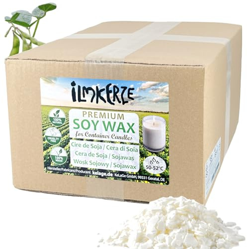 Ilmkerze Premium Sojawachs Flocken 10 kg | natürlich | nachhaltig | palmölfrei | Kerzenwachs für DIY Kerzen in Gläsern Dosen Schalen Behältern - Größen bis 20 kg