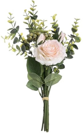 Künstliche Blumen Seidenrosen Künstliche Pflanzen Künstliche Blumen Realistische Seidenrosen Eukalyptus For Heimdekoration Bauernhaus Wohnzimmer Büro Schreibtisch Bücherregal Couchtisch ( Color : Ligh