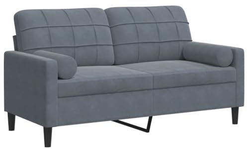 Gecheer Sofa 2 Sitzer mit Zierkissen Schlafsofa Loungesofa Gästesofa Modern Couch 2er Sitzsofa Polstersofa Polstermöbel Bettsofa für Wohnzimmer/Schlafzimmer/Gästezimmer,Dunkelgrau 140 cm Samt