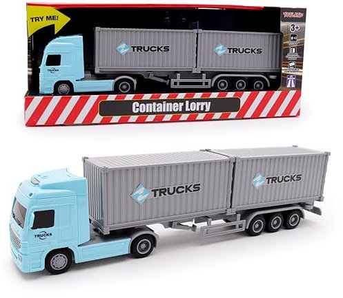 Toyland® 34cm (13) Friction Powered Container Transport Truck With 2 Detachable Containers & Realistic Light & Sounds - 1:50 scale - Toy Vehicles