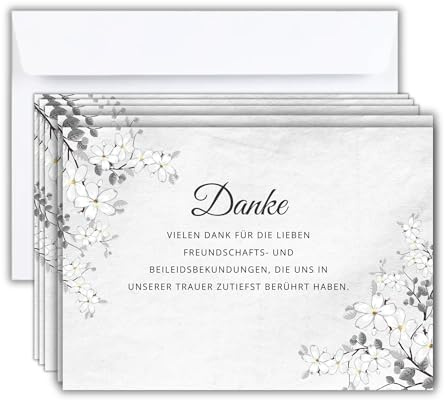 roxisha Trauerkarten mit Weißen Umschlägen, 50 Stück | Schlichte Karten aus Mattem Qualitätspapier im Format 14,8 x 10,5 cm für Beerdigungen, Bestattungen und Trauerbekundungen