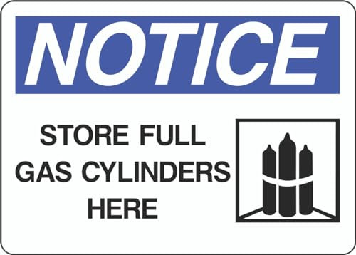 Notice Sign - Store Full Gas Cylinders Here Warning Sign Wall Art Decor Funny Wall Metal Sign Novelty Wall Decoration For Restaurant Bar Pub Garage M