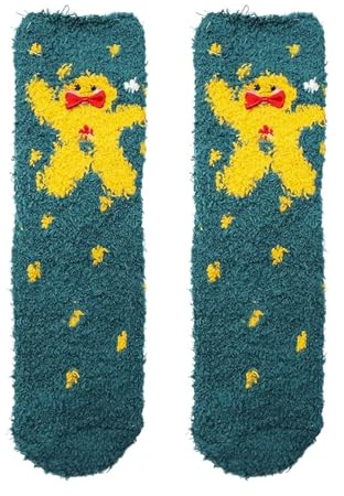 Chaussette de Noël Femme Homme 38-46 avec Bonhomme Pain D'épice Renne Père Noël Motifs Fantaisie Chaussettes Rigolotes Chaudes Hiver Cadeau