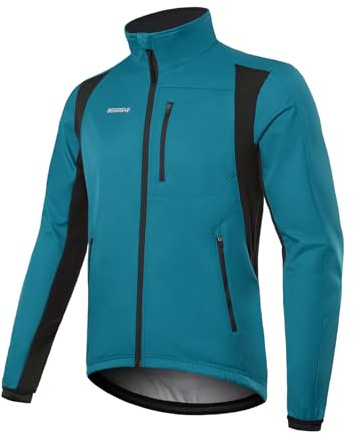 BERGRISAR Fahrradjacke Herren Winter Fleece Winddicht Wasserdicht Atmungsaktiv Radjacke mit 6 Taschen