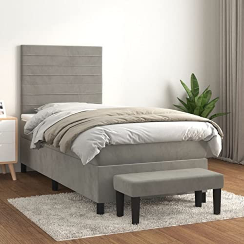Juroupi Boxspringbett mit Matratze Betten Mit Matratze Schlafzimmer Bett Boxspringbett Mit Matratze Hellgrau 80x200 cm Samt - 3137869