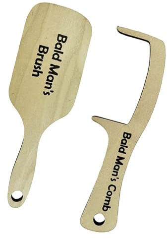 Lot de 2 peignes et brosses à cheveux en bois pour homme chauve