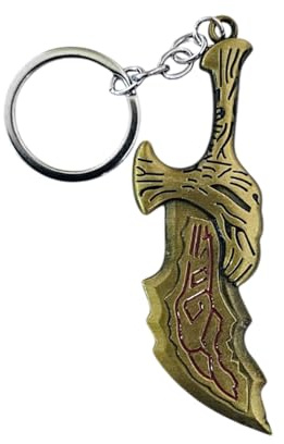 PIDAK Llavero del guerrero del caos de metal color bronce 9,5 cm - Dios - Guerrero - Cuchillas, gris, XL