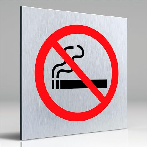 Türschilder24 Aluminium Dibond Schild - Türschild • 120 x 120 x 3 mm • Rauchen verboten • 100% Made in Germany
