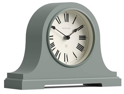 NEWGATE® Broadway Kaminsimsuhr | Klassisches napoleonshut-Design | Spargelgrün | Römische Zahlen | Traditioneller Stil für Schreibtisch, tischplatte, Regal oder Bett