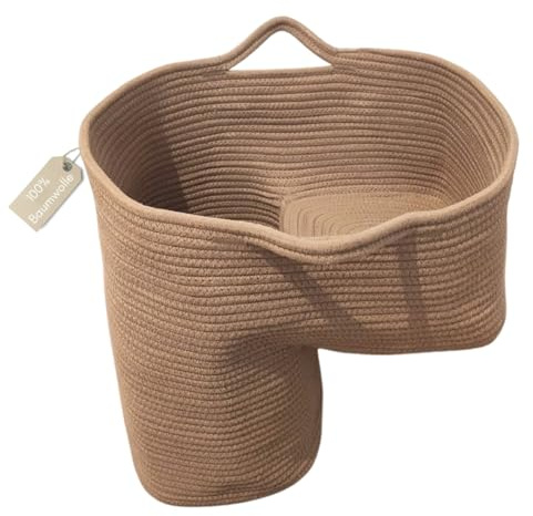 VieDéco Panier d'escalier en coton solide beige - Pour plus d'ordre dans la maison - Panier à marches, sac d'escalier, forme de L, beige
