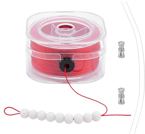 PH PandaHall Fil de Perles Rouge 0.8mm 70m Cordon de Couture Fil de Bracelets Cordon de Perles de Rocaille avec Fermoirs et Fil Conducteur pour la Fabrication de Bracelets de Bijoux et de Cuir