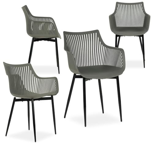 IDIMEX Gartenstühle Violetta im 4er Set, grau - Outdoor Stuhl aus Polypropylen & Alu, wetterfest & UV beständig, Moderne Stühle für Garten, Balkon & Terrasse