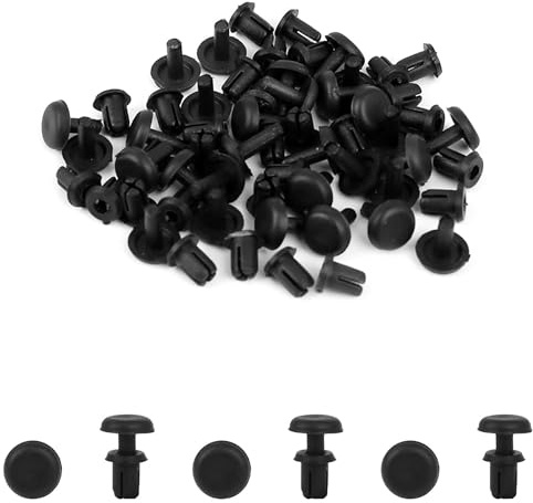 AputoXz 30 rivetti a pressione in plastica neri da 4 mm, fermi per pannelli veloci e senza attrezzi