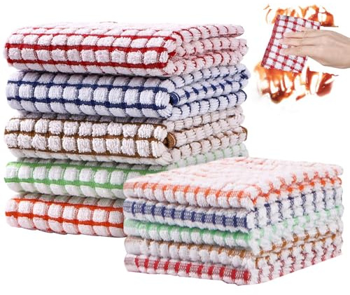 10 unidades de toallas de algodón de estilo saqueo de harina, fáciles de cuidar y absorbentes | Toallas secas para cocina, familia, bar o gastronomía, toallas