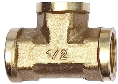 plumbify Store Pneumatic Plumbing Brass Pipe Fitting Male/Female Thread 1/8 1/4 3/8 1/2 Tee Type Copper Fittings Water Oil Gas Adapter(Female-F-F,1/2)