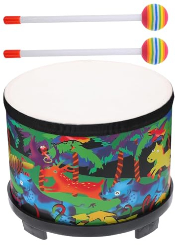 Trommel für Kinder Trommel, Percussionsinstrument, Karnevalsinstrument, 8 Zoll, Musik-Set für Kinder, buntes Holz mit 2 Schlägern
