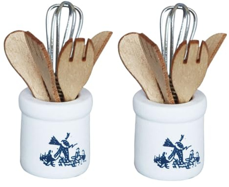HANABASS 2 Ensembles Set de Kits Ustensiles Cuisine Miniatures avec Seau Accessoires Décoratifs Réalistes pour Maison de Poupée pour Décoration de Cuisine Miniature et Jeux Garçon Fille