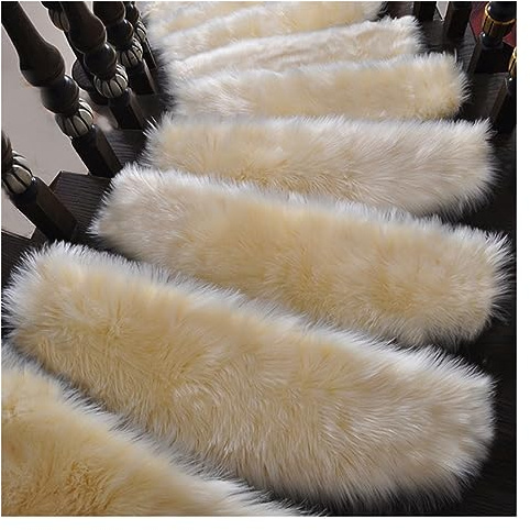 Peldaños antideslizantes para escaleras, alfombras suaves y lavables, autoadhesivas, reutilizables, antideslizantes para peldaños de madera en interiores, superficie acogedora similar a la piel para