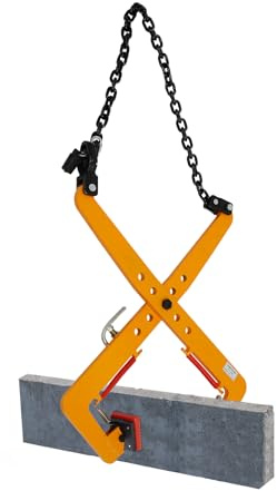 Fyssnn Versetzzange Bordsteinzange 500kg, Hebezange, Steinzange, Steingreifer, Verstärkte Ketten Stein Zange, Pflastersteinheber, Verstellbar 33-70cm zum Anheben und Transportieren Steinen (Gelb)