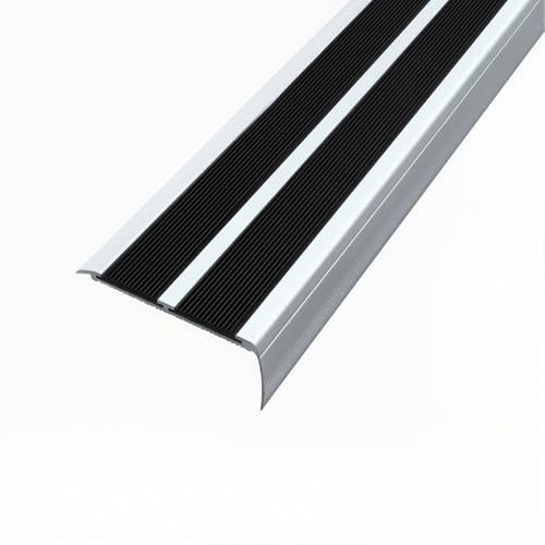 Bande de Nez de Marche en Aluminium 100 cm, Profil de Bord de Marche en L Auto-Adhésif, Antidérapant Robuste pour Escaliers Intérieurs/Extérieurs