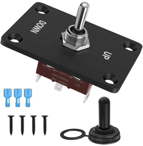 Gettimore Momentary Kippschalter 3-polig (ON)-OFF (ON) 12V 30A 3-Wege mit Montageplatte, Boote, Wohnmobile, LKWs und Geräte