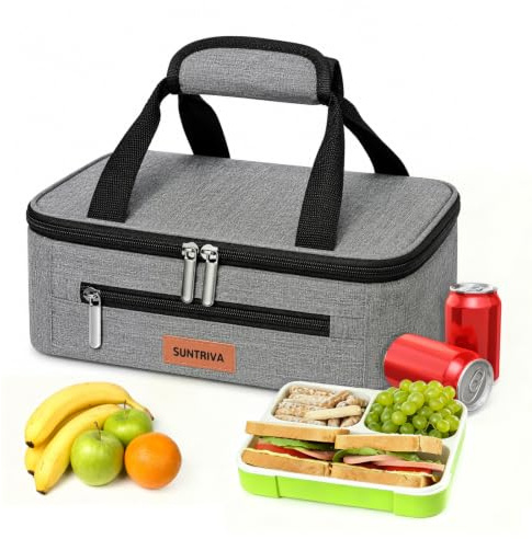 SUNTRIVA Bolsa Termica Porta Alimentos 4L Impermeable Nevera Portatil Gris