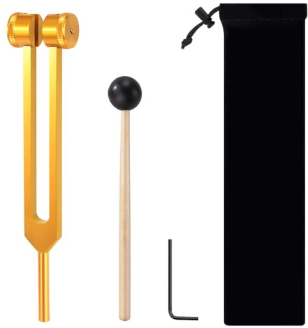 Songella Diapason en Alliage D'Aluminium Ensemble D'Outils 128Hz pour La Thérapie Des Chakras Et Par Le Son Yoga Méditation Spa Massage (Or) | Diapason en Alliage D'Aluminium Ensemble D'Outils 128Hz