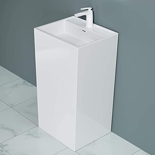 doporro freistehendes Waschbecken Standwaschbecken BTH: 50x42x90cm in weiß, aus Mineralguss Waschplatz Waschbecken Säule Standsäule Colossum34