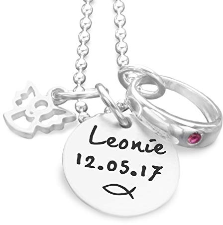 Kette Taufe Mädchen Junge Gravur MEINE TAUFE TAUFRING Engel 925 Silber Kette Taufschmuck Namenskette Taufgeschenk