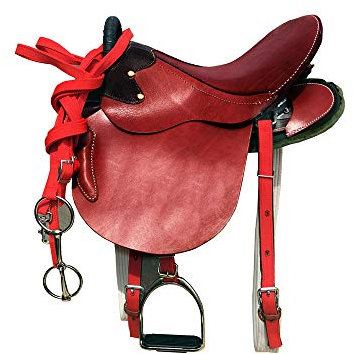 CLBING Pferdesattel Touristen Pauschenpferd Mit Ledersattel Armeesattel Vollsattel Pferdesattelzubehör,Brown