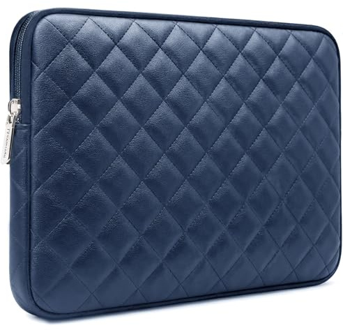 RAINYEAR 14 Pulgadas Funda Protectora para Portátil Cuero Artificial Estilo Diamante Bolsa Blanda Compatible con 14 Chromebook MacBook Surface Tablet DELL HP ASUS Laptop Portátiles,Azul Marino