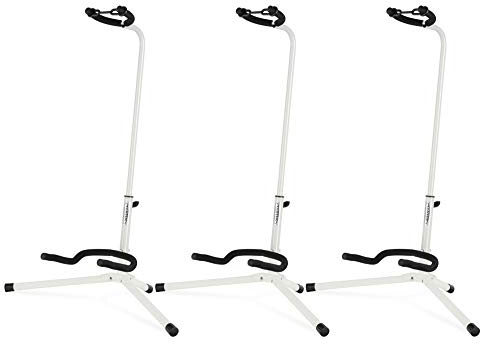 3x Classic Cantabile Gitarrenständer - Universal Gitarrenständer für Konzertgitarre, Westerngitarre, E-Gitarre, E-Bass - Gepolsterte Auflage - Klappbarer Gitarrenständer - Weiß
