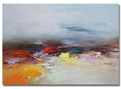 LCDIUDIU Acrylbilder, Bunte Textur Strand Meer Landschaft Moderne Abstrakte Kunstwerke Handgemalte Ölgemälde Auf Leinwand Wandkunst Für Wohnzimmer Schlafzimmer Büro Wohnkultur,70X100Cm(28X