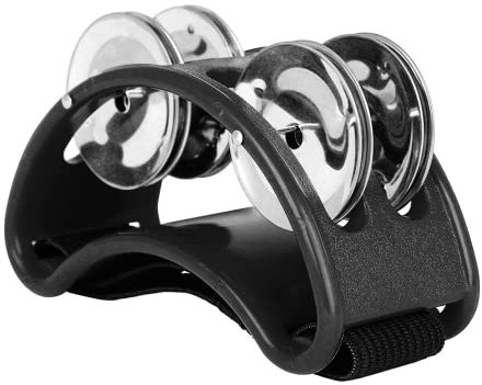 YKKJ Foot Tambourine,Fuß Tamburin Percussion Musikinstrument mit MetallklingelnGlocke für Arme & Füße Instrument Zubehör (Schwarz)