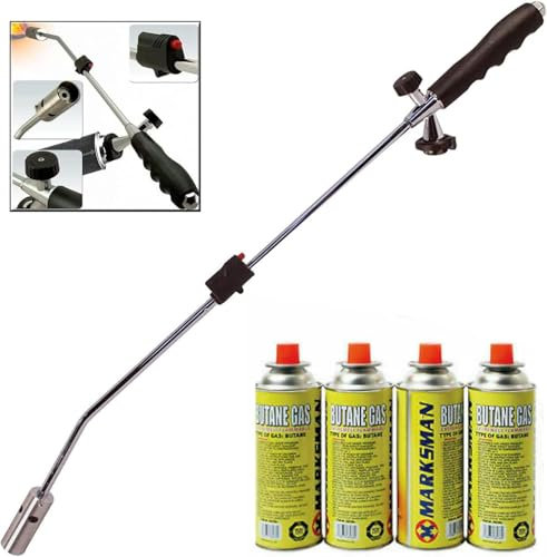HomeVibe New Weed Wand + 4 Canisters Blowtorch Burner Killer Garden Torch Blaster and Butane Gas Weeds