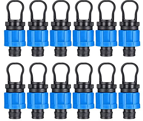 Lot de 12 bouchons d'extrémité d'irrigation goutte à goutte 1/2 - Raccord universel - Compatible avec les bandes goutte-à-goutte de 16 à 17 mm